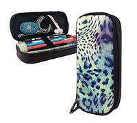 BONDIJ giraffa a new york stampato in pelle matita sacchetto, grande capacità penne borse carino matita caso cosmetico organizzatore borsa con cerniera, Leopardo verde., Taglia unica