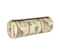 BONDIJ Il paesaggio della foresta ha stampato il sacchetto di cuoio della matita delle donne, la borsa della penna della cassa della matita di grande capacità con la chiusura lampo, Giraffe disegnate
