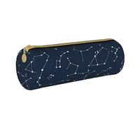 BONDIJ Incandescenza nel sacchetto di cuoio stampato scuro della matita delle donne, borsa della penna della cassa della matita di grande capacità con la chiusura lampo per l'ufficio, Si illumina al