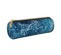 BONDIJ Incandescenza nel sacchetto di cuoio stampato scuro della matita delle donne, borsa della penna della cassa della matita di grande capacità con la chiusura lampo per l'ufficio, Tema Spiaggia