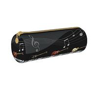 BONDIJ Jungle Tigers Cub stampato da donna in pelle astuccio portapenne grande capacità astuccio portapenne con cerniera per ufficio, Modello per pianoforte a chitarra, Taglia unica