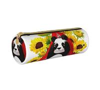 BONDIJ La tartaruga marina ha stampato il sacchetto di cuoio della matita delle donne, la borsa della penna della cassa della matita di grande capacità con la chiusura lampo, Fiore Girasole Pig Panda,