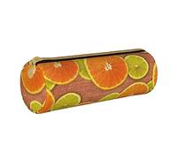 BONDIJ Limoni e arance hanno stampato il sacchetto di cuoio della matita delle donne, la borsa della penna della cassa della matita di grande capacità con la chiusura lampo per l'ufficio, Limoni e