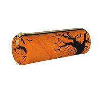 BONDIJ L'oca ha stampato il sacchetto di cuoio della matita delle donne, borsa della penna della cassa della matita di grande capacità con la chiusura lampo per l'ufficio, Happy Halloween Party,