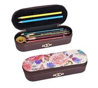 BONDIJ Mallard Sunset - Astuccio in pelle con stampa di grande capacità, astuccio per matite e cosmetici, con cerniera, Fiore Rosa Farfalla, Taglia unica