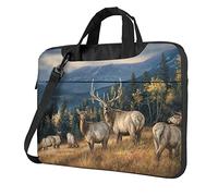BONDIJ Mountain Elk Animal Laptop Case Bag Crossbody Valigetta Borsa Portatile Da Viaggio Computer Cover Pouch Fits 13 14 15.6 pollici, nero, 13 inch