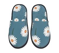 BONDIJ Pantofole pelose per le donne e gli uomini con stampa a margherita bianca pantofole invernali in peluche carino pantofole accoglienti per interni, Nero , Medium