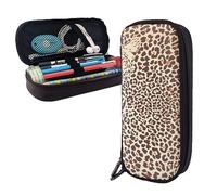BONDIJ Pointer tedesco a pelo corto in occhiali stampato astuccio in pelle, grande capacità portapenne carino astuccio per cosmetici borsa organizer con cerniera, Divertenti Pelli Leopardo, Taglia