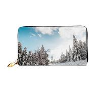 BONDIJ Portafogli da donna, in pelle PU, con cerniera lunga, con albero delle nevi bianche e scomparti per carte di credito, pochette da donna, Albero della neve bianco, Taglia unica