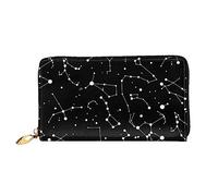 BONDIJ Portafogli da donna, in pelle PU, con cerniera lunga, con costellazione stellata, scomparti multipli per carte, per donne, nero, taglia unica, Nero , Taglia unica