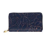 BONDIJ Portafogli da donna, in pelle PU, con cerniera lunga, motivo beagle, scomparti multipli per carte di credito, pochette da donna, Fiori Oro Boho, One Size