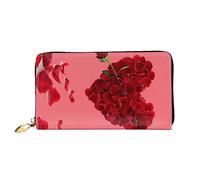 BONDIJ Portafogli da donna, in pelle PU, lunga con cerniera, a forma di petali floreali, scomparti multipli per carte, per donne, nero, taglia unica, Nero , Taglia unica