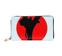 BONDIJ Portafogli da donna, in pelle PU, lunga con cerniera, design Taekwondo, con scomparti per carte di credito, per donne, nero, taglia unica, Nero , Taglia unica