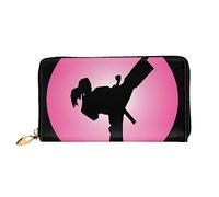 BONDIJ Portafogli da donna, in pelle PU, lunga con cerniera, design Taekwondo, con scomparti per carte di credito, per donne, nero, taglia unica, Nero , Taglia unica