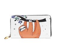 BONDIJ Portafogli da donna, in pelle PU, lunga con cerniera, verde bradipo con scomparti multipli per schede, pochette da donna, nero, taglia unica, Nero , Taglia unica