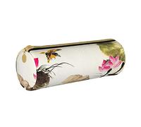 BONDIJ Rosa Fiore Show Steer Mucche Bestiame Stampato Delle Donne In Pelle Matita Sacchetto, Grande Capacità Matita Caso Penna Sacchetto Con Cerniera Per Ufficio, Inchiostro Lotus Pittura, Taglia
