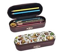 BONDIJ Sea View Tramonto stampato matita Pouch cuoio, grande capacità penne borse carino matita caso cosmetico organizzatore borsa con cerniera, Cappelli Chitarra, Taglia unica