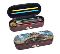 BONDIJ Sea View Tramonto stampato matita Pouch cuoio, grande capacità penne borse carino matita caso cosmetico organizzatore borsa con cerniera, skyline di, Taglia unica