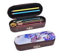 BONDIJ Sea View Tramonto stampato matita Pouch cuoio, grande capacità penne borse carino matita caso cosmetico organizzatore borsa con cerniera, Fiori., Taglia unica