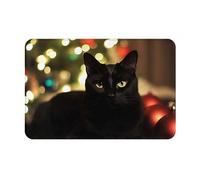 BONDIJ Tappetino da bagno con gatto nero natalizio, comodo tappetino da bagno, tappetino da doccia, cucina, decorazione per la casa, accessori moderni 40,6 x 61 cm
