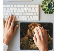 BONDIJ Tappetino per mouse da gioco con stampa di due leoni, rettangolare, base in gomma antiscivolo, con bordi cuciti resistenti, per computer, laptop, ufficio, decorazione