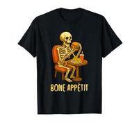 Bone Appétit Funny Halloween Burger Skeleton Eating Burger Maglietta