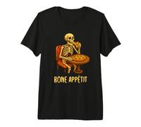 Bone Appétit Funny Halloween Pizza Skeleton Eating Pizza Maglietta Premium