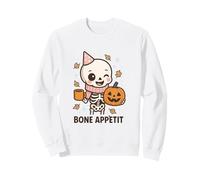 Bone Appétit, Grazioso Disegno scheletrato a Forma di Zucca e caffè per Halloween Felpa