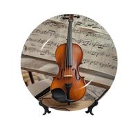 Bone China Piatto decorativo Violino Spartito Musica Piatti piani in ceramica Violino Partiture Piastre decorative Stand Ornamento in ceramica Artigianato Piatto di porcellana per Soggiorno Cucina