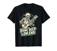 Bone Deep Low End Musica Rock Scheletro Che Suona Il Basso Maglietta