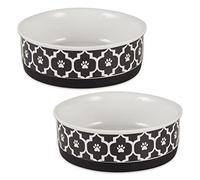 Bone Dry Lattice Collection Pet Bowl & Canister, Medium Set, 6x2, Nero, 2 Pezzi