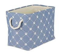 Bone Dry Pet Storage Collection Paw and Bone Print, Large Rectangle, 17.5x12x15 Stonewash Blue Trellis