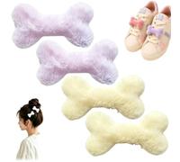 Bone Shoe Accessories Plush Clips Bone Pin,Handmade DIY Dog Bones Hair Clip | Removable Dog Bone Shoes Charms,Plush Soft Padded Applique Brooch Pins Clips,Y2K Halloween Footwear Sewing DIY Accents