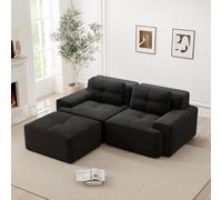 Boneless Divano angolare modulare a forma di L, divano in velluto a coste, Cloud Loveseat a 2 posti con seduta bassa e ottomano, divano letto senza montaggio, braccioli larghi, base antiscivolo, per