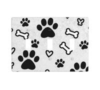 Bones and Dog Paws - Placca per interruttore a 3 vie, in policarbonato infrangibile, resistente al calore, decorazione per la casa