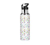 Bones and Polka Dots - Borraccia termica in acciaio inox, a prova di perdite e sudore, con cannuccia, per palestra, sport all'aperto, 1000 ml