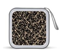 Bones Background Funny CD Case Holder Organizer 40 Capacità DVD Collection Storage Bag Portafoglio per Auto Casa Viaggio