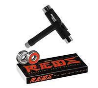 Bones Reds - Cuscinetti a sfera per skateboard, longboard, scooter, spinner, Bones Reds Bearings for [Skateboard, Longboard, Scooters, Spinners] (8 Pack w/Stoked Tool)