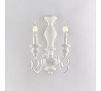 Applique in legno e ferro laccato bianco shabby 2 luci Cascina