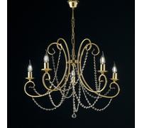 Lampadario Shabby Chic Magda Oro 5 Luci E14