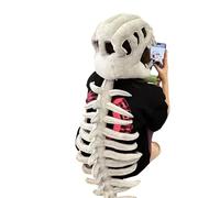 Bonezilla Set di costume realistico da scheletro di dinosauro, per Halloween, a tema Dino, con maschera 3D con teschio 3D, tuta spaventosa di peluche fossile per cosplay, oggetti di scena (grigio, 75