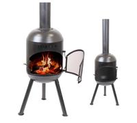 BonFeu BonSolo Black - Stufa da patio - Camino con protezione dalle scintille per serate rilassanti - Colonna fuoco da esterno - Camino da patio con griglia per barbecue - 34x34x124cm