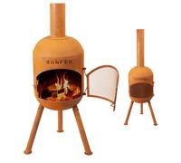 BonFeu BonSolo Grate - Stufa da patio - Camino con protezione dalle scintille per serate rilassanti - Colonna fuoco da esterno - Camino da patio con griglia per barbecue - 34x34x124cm