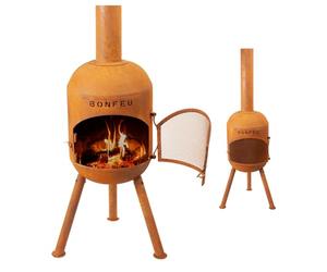 BonFeu BonSolo Grate - Stufa da patio - Camino con protezione dalle scintille per serate rilassanti - Colonna fuoco da esterno - Camino da patio con griglia per barbecue - 34x34x124cm