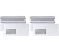 Bong 2220617 Posthorn - Buste da lettera in formato DIN lungo, con finestra, chiusura autoadesiva, interno grigio con stampa, 110 x 220 mm, 100 pezzi, colore bianco (Confezione da 2)