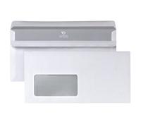 Bong 2220617 Posthorn - Buste da lettera in formato DIN lungo, con finestra, chiusura autoadesiva, interno grigio con stampa, 110 x 220 mm, 100 pezzi, colore bianco