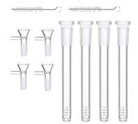 Bong in vetro downstem e ciotola set per tubi dell'acqua, accessori per narghilè con stelo da 14,5 mm e ciotola da 14,4 mm, filtro per tubi in vetro con 2 spazzole per la pulizia (steli abbassati da