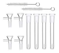 Bong in vetro downstem e ciotola set per tubi dell'acqua, accessori per narghilè con stelo da 14,5 mm e ciotola da 14,4 mm, filtro per tubi in vetro con 2 spazzole per la pulizia (steli abbassati da