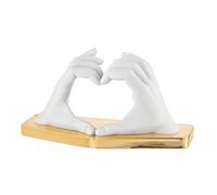 BONGELLI PREZIOSI Decorazione Mani a Cuore 16x9cm Bianco Base Oro Marmorino