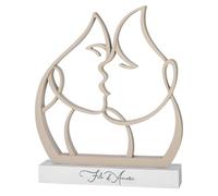 Bongelli Preziosi Figura Moderna Stilizzata Coppia Innamorati Bacio 17x15cm Nocciola Base Bianca